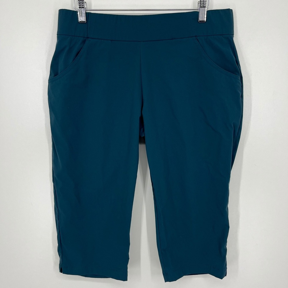 Columbia Womens Dark Teal Blue Pull On Capri Hiking Pants Size Large